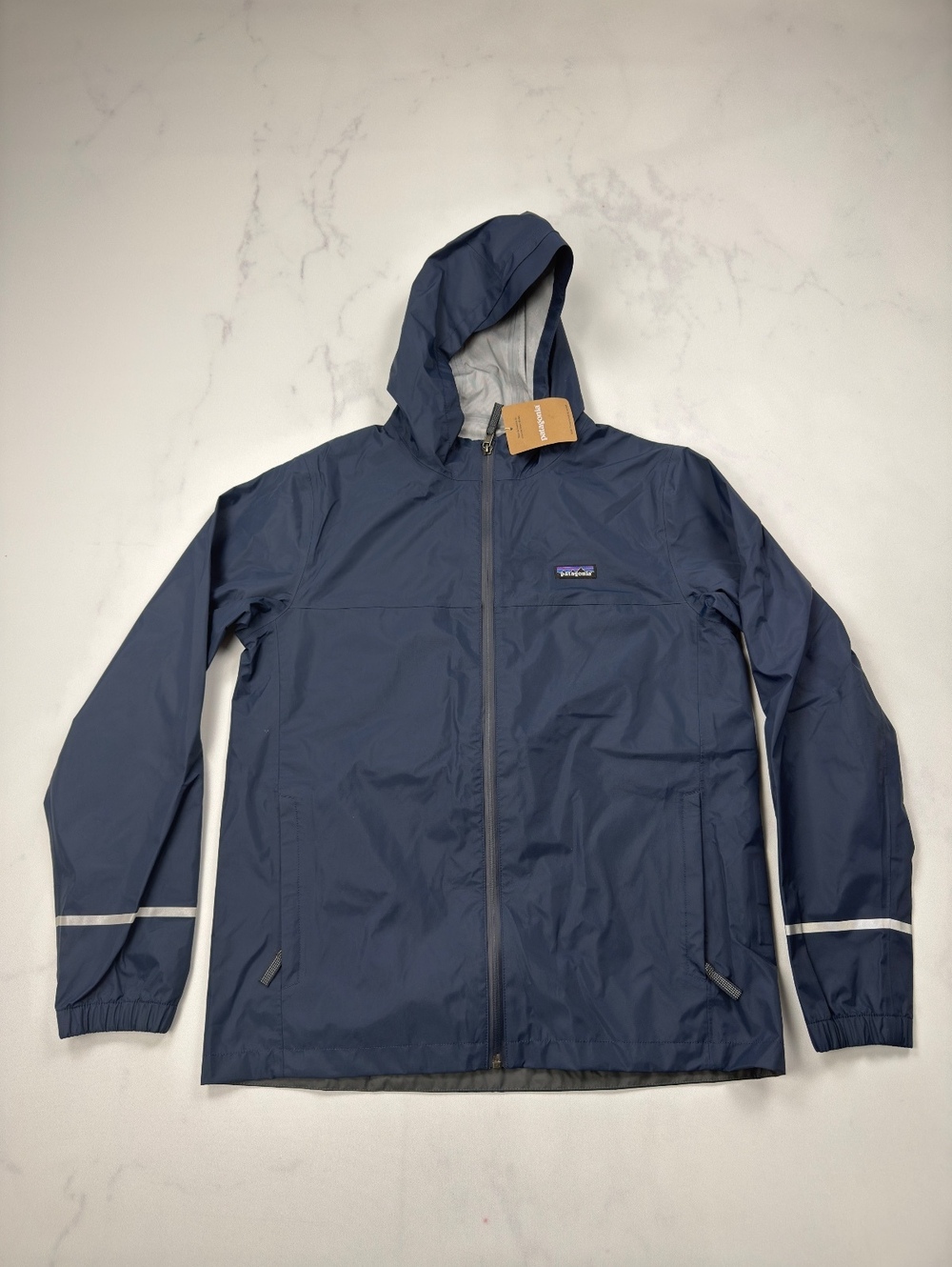 Patagonia Lightweight Rain Wind Jacket Navy 2010s Streetwear - Boys XXL NWT